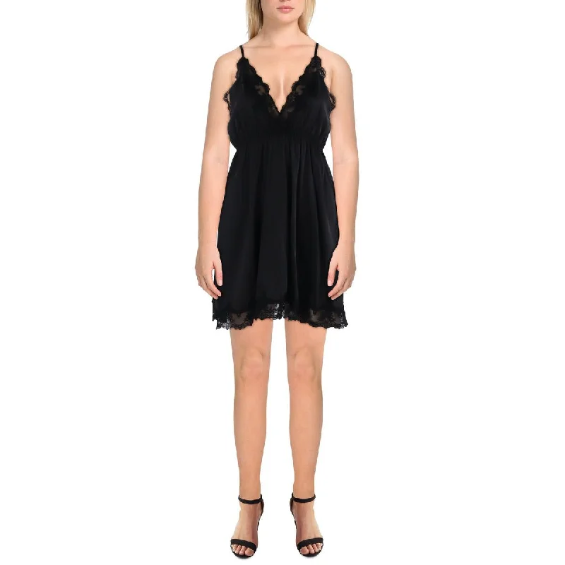 L’Agence Womens Lace Trim V-Neck Slip Dress