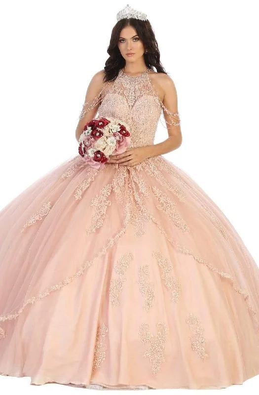 May Queen - LK133 Lace Appliqued Prom Ballgown Sleeveless Lace Dress