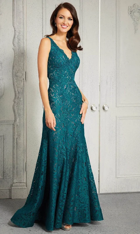 MGNY By Mori Lee - 72416 Deep V-Neck Lace Evening Gown Lace Dress Formal