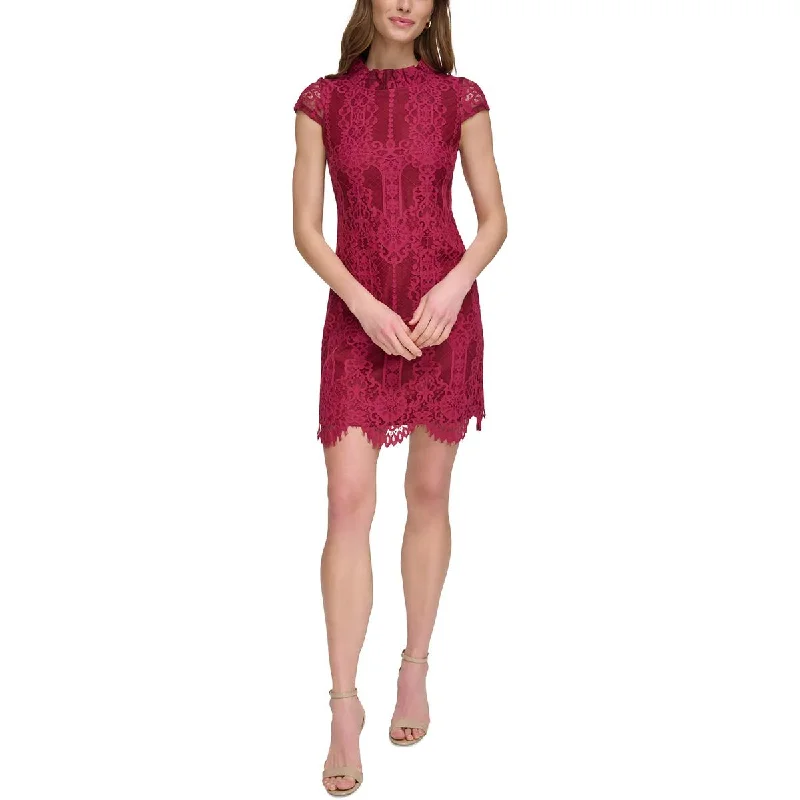 Vince Camuto Womens Lace Above Knee Shift Dress Lace Dress Sleek