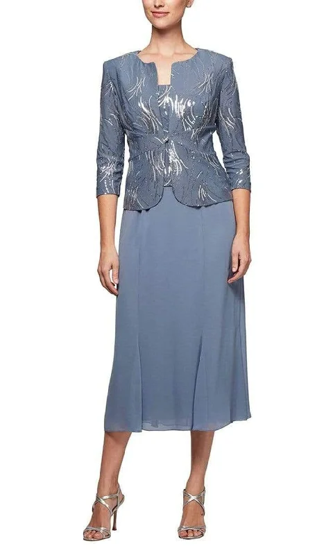 Alex Evenings - Sequined Tea Length Dress with Jacket 1962675 Party Sequin Dress