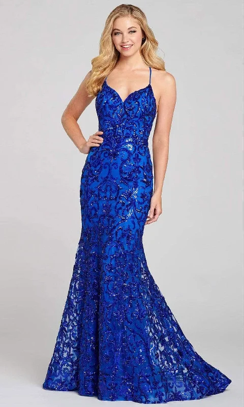 Colette By Daphne - CL12130 Spaghetti Strap Sequined Mermaid Gown Formal Sequin Dress