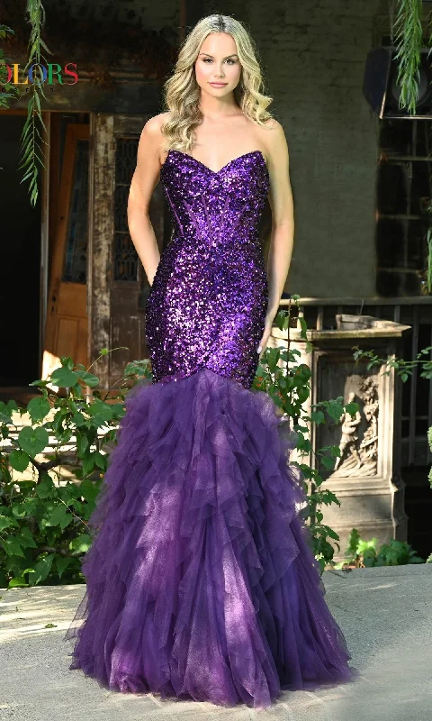 Strapless Long Sequin Mermaid Prom Dress 3202 Sequin Dress Style