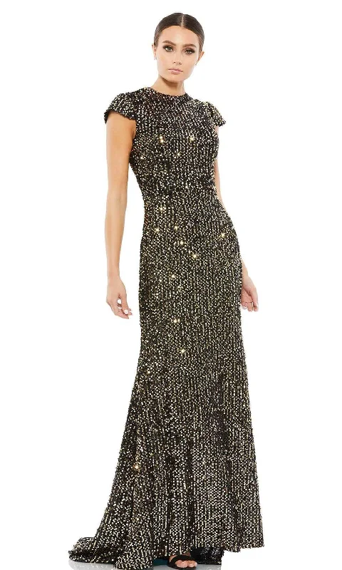 Ieena Duggal - 26647 Jewel Neck Sequined Dress High Waist Sequin