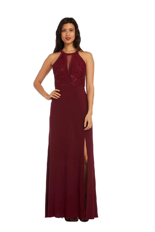 Nightway - 21434 Sequined Halter Neck Long Dress Sequin Dress Chic