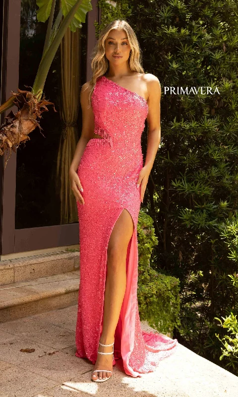 One-Shoulder Fringed Long Sequin Prom Dress Sequin A-line Dress