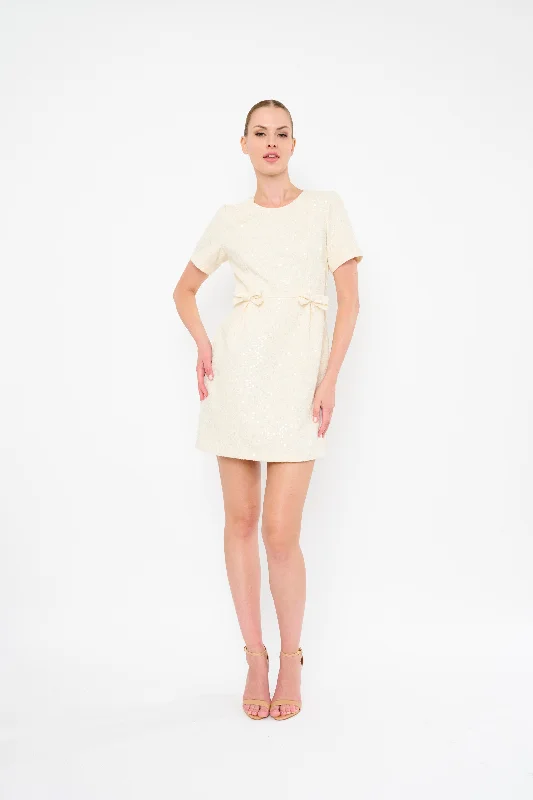 Tia Ivory Sequined Dress Off-shoulder Sequin