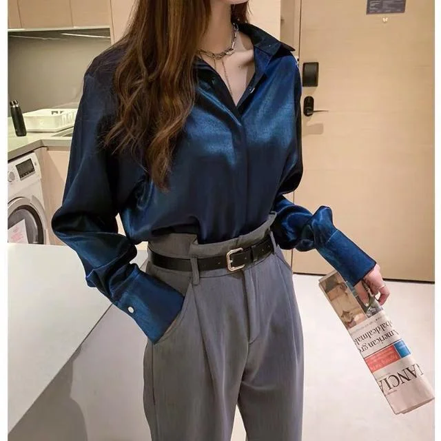 2023 spring summer autumn women casual chiffon shirt woman female OL blouse women Vq9 Modern Button Shirt