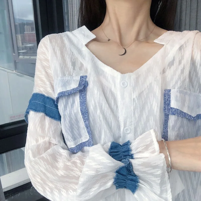 2023 spring summer autumn women casual chiffon shirt woman female OL  women blouses Vq169 Vintage Shirt Dress