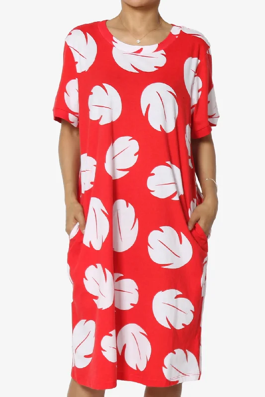 Lilo Disneybound Leaves Print T-Shirt Dress Shirt Dress Party