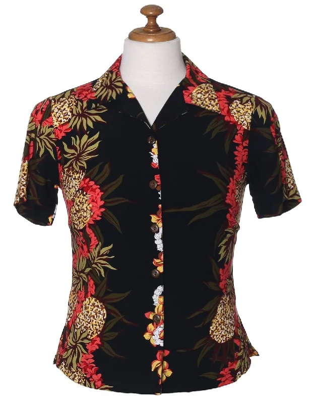 Pineapple Panel Camp Aloha Shirt for Women