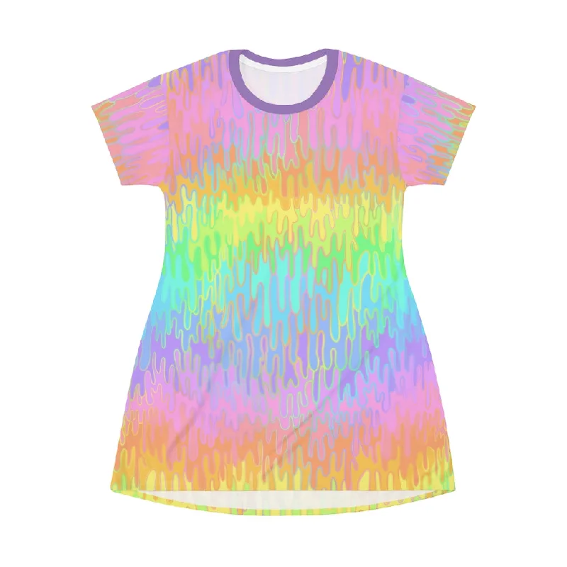 Rainbow Melt T-Shirt Dress Summer Shirt Dress