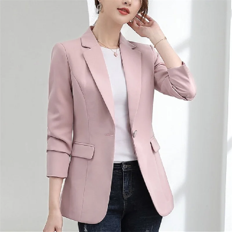 Autumn Red Slim Business Blazers Coat Spring Casual All-match Women Blazers Jackets Korea Work Office Lady Suit