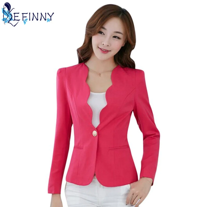 Female Formal Solid Color Single Button Slim Office Business Suit Casual Jacket Women Coat Outwear Women's summer jackets