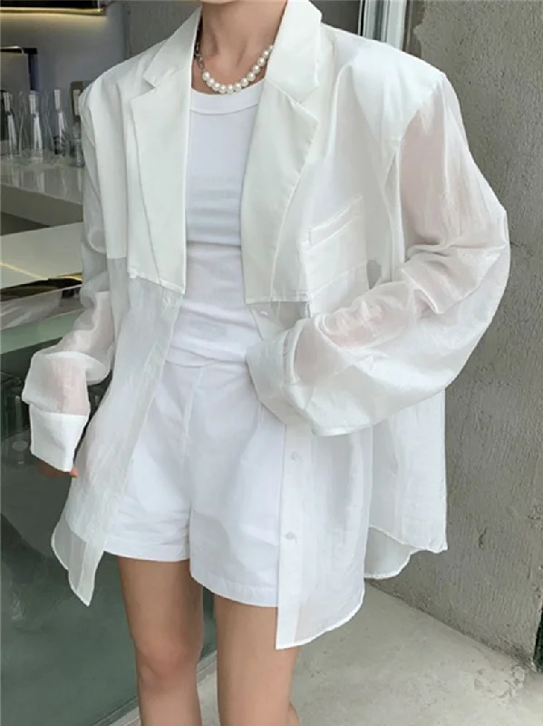 HziriP Elegant Loose Full Sleeve Sunscreen Women Blazers Thin Summer 2023 Casual Lady Chic All Match High Street Jackets Women's fashion jackets sale