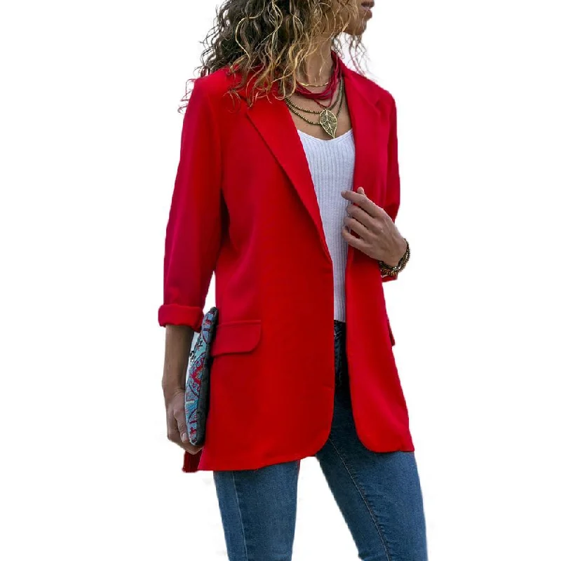 Women Jacket Lapel Long Sleeve Casual Slim Blazer Coat Suit Jacket Women's smart jackets