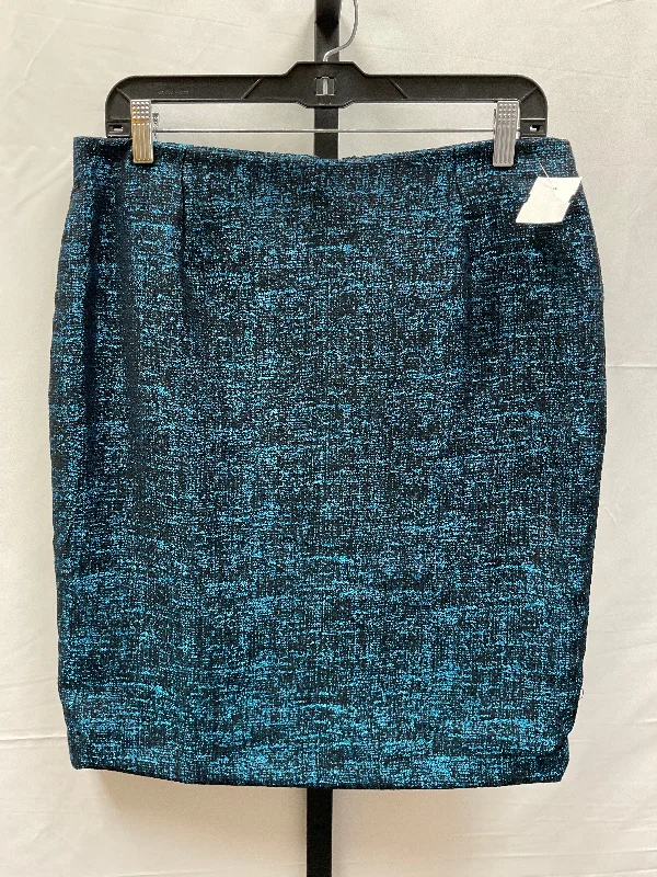 Black & Blue Skirt Midi Limited, Size 8 Front Button Midi