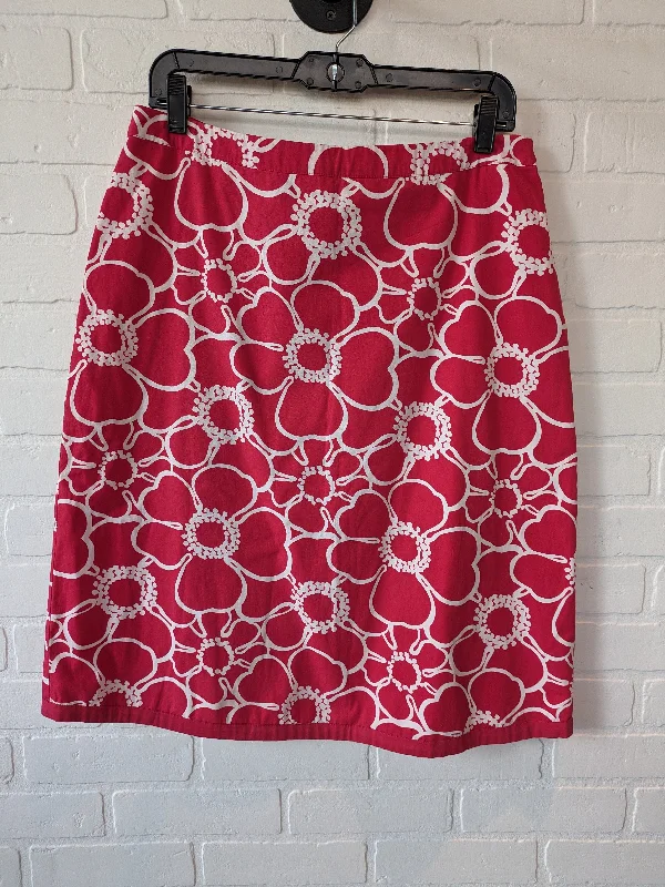 Red & White Skirt Midi Boden, Size 10tall Button-down Midi Skirt